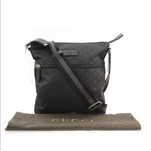 Gucci Medium Black Canvas Messenger Bag